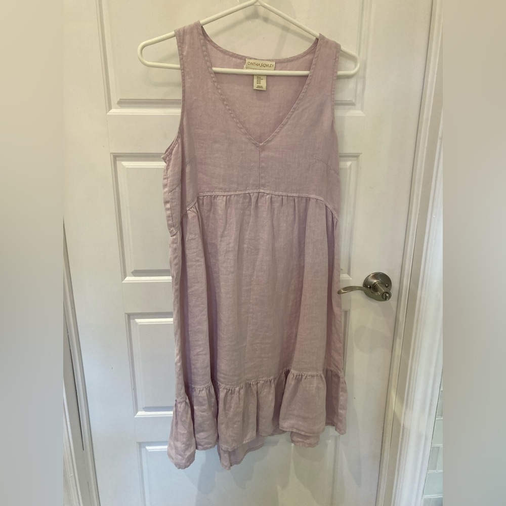 CYNTHIA ROWLEY purple dress. 100% Linen.